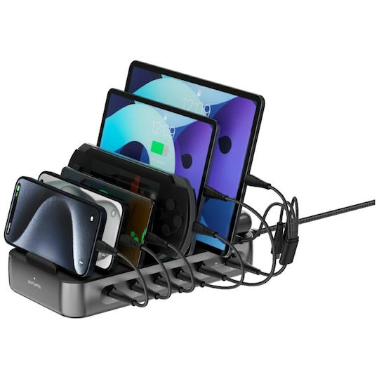 4Smarts Charging Station with USB-A Port and 5 USB-C Ports 100W in Black Colour 541805