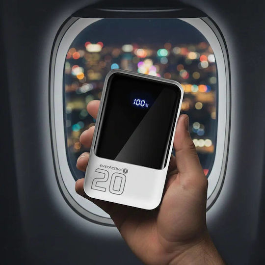 everActive EB-20Q Външна Батерия 20000mAh 22.5W с 2 USB-A Изходни Порта и USB-C Изходен Порт Power Delivery / Бързо Зареждане / PPS Бяла