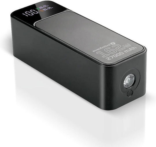 everActive EB-27Q Power Bank 27000mAh 162.5W mit USB-A Ausgangsanschluss und 2 USB-C Ausgangsanschlüsse Power Delivery / Schnellladung / PPS Schwarz