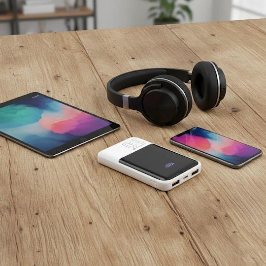 everActive EB-10Q Външна Батерия 10000mAh 22.5W с 2 USB-A Изходни Порта и USB-C Изходен Порт Бързо Зареждане Бяла