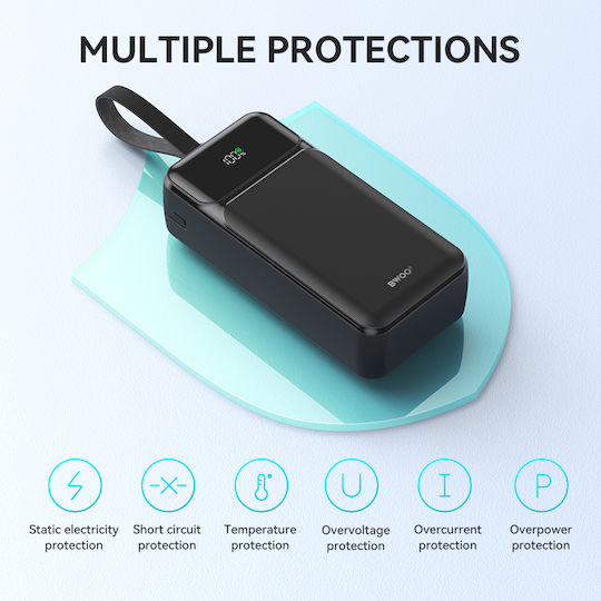BWOO BO-P66 Power Bank 30000mAh 65W with 2 USB-A Ports and 2 USB-C Ports Power Delivery Black
