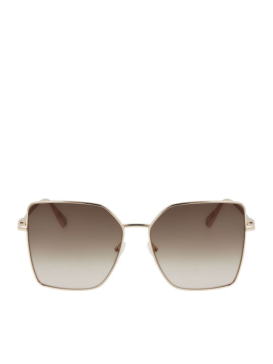 Longchamp Women's Sunglasses with Gold Metal Frame and Brown Gradient Lens LO173S 708