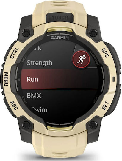 Garmin Instinct 3 AMOLED Aluminium 45mm Αδιάβροχο Smartwatch με Παλμογράφο (Citrine with Citrine Band)