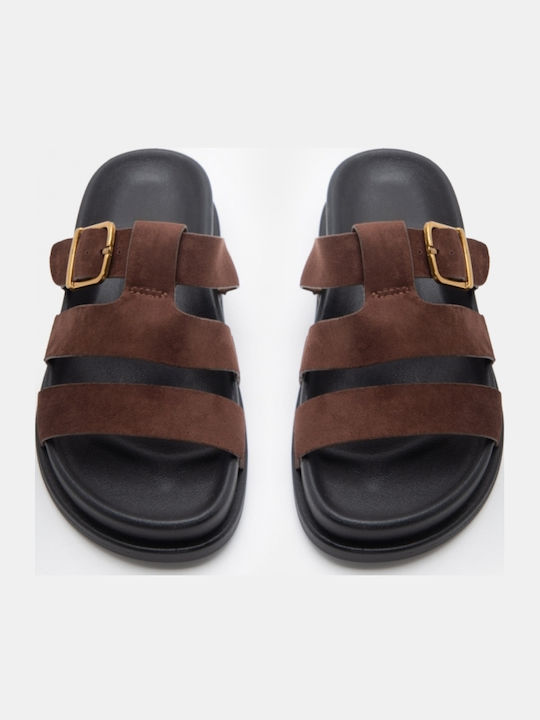 Flache Damen Sandalen Flatforms Braune