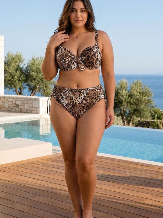 S0553 Bikini-Set mit Leichte Verstärkung Tierdruck Leopard