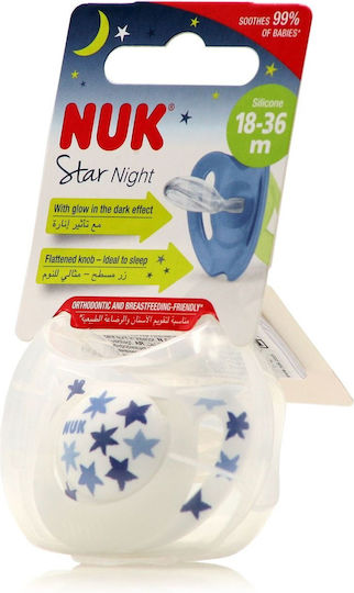 Nuk Star Night Ορθοδοντική Πιπίλα Σιλικόνης Νυκτός Star - Μπλε για 18-36 μηνών