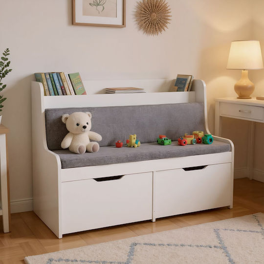 Relaxdays Детска Текстилна Бяла Кутия За Съхранение 70x100x45см