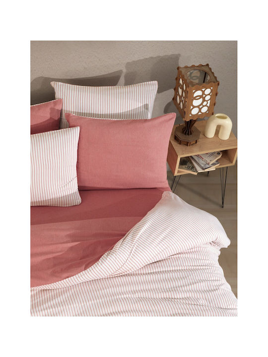 SteweHome Duvet Cover Set 160x220cm Single With Pillowcase Red