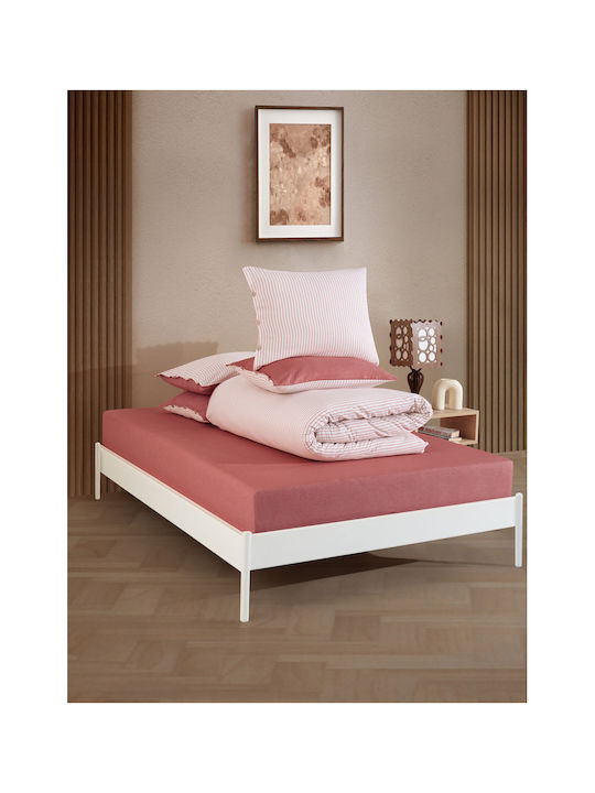SteweHome Duvet Cover Set 160x220cm Single With Pillowcase Red