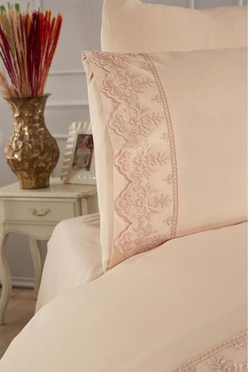 SteweHome Duvet Cover Set 200x220cm Double With 2 Pillowcases Brown