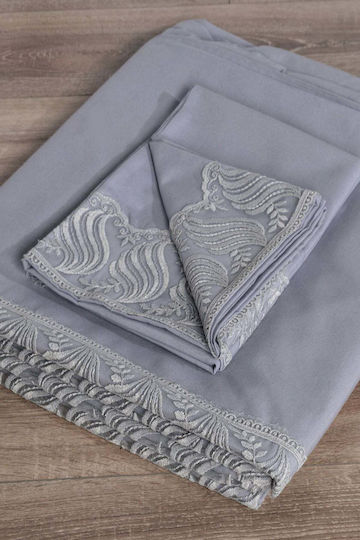 SteweHome Duvet Cover Set 200x220cm Double With 2 Pillowcases Gray