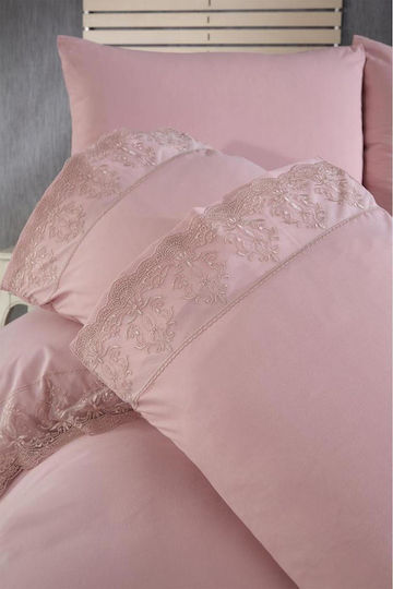 SteweHome Duvet Cover Set 200x220cm Double With 4 Pillowcases Pink