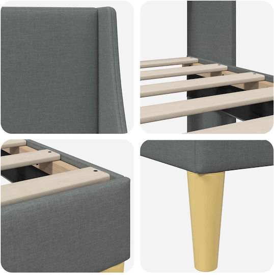Κρεβάτι King Size για Στρώμα 183x213cm Σκούρο Γκρι Κρεβάτι King Size για Στρώμα 183x213cm Σκούρο Γκρι