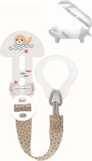 Mam Pacifier Ribbon Clip It! & Cover Fabric Bunny/Elephant Beige 2 Pieces
