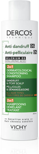 Vichy Dercos Anti Dandruff DS 2в1 Шампоан за Чувствителен Скалп против Пърхот за Всички Типове Коса 200ml