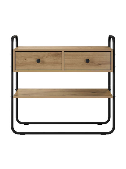 vidaXL Konsolentisch Aus Holz Und Metall Eiche M80xB40xH75cm