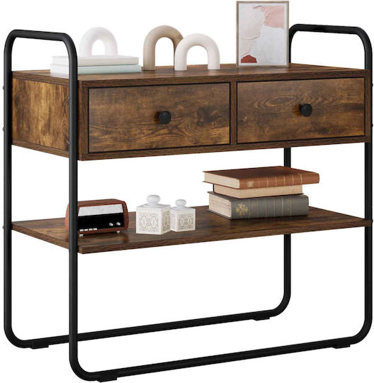 Console Table Made of Wood & Metal Smoked Oak Wood L80xW40xH75cm