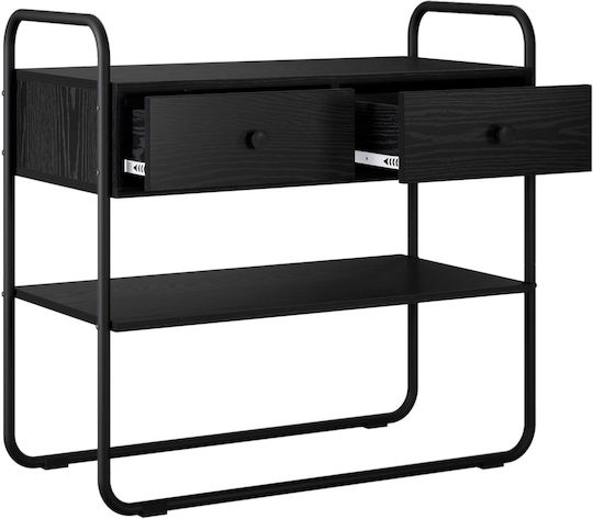 vidaXL Konsolentisch Aus Holz Und Metall Schwarz Eiche M80xB40xH75cm