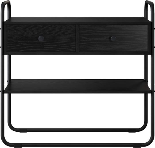 vidaXL Konsolentisch Aus Holz Und Metall Schwarz Eiche M80xB40xH75cm