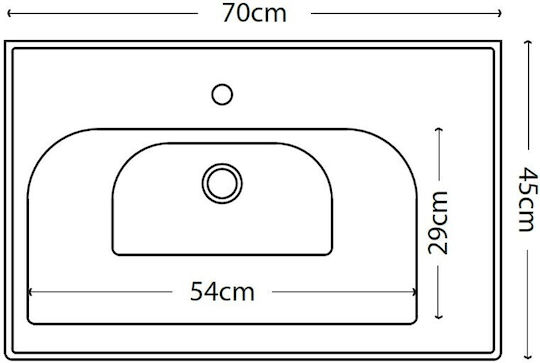 Savvopoulos Επικαθήμενος Νιπτήρας Πορσελάνης 70x45cm Λευκό