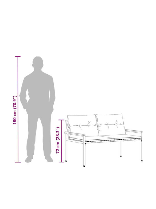Outdoor Rattan Bench With Cushions 116x67.5x72cm