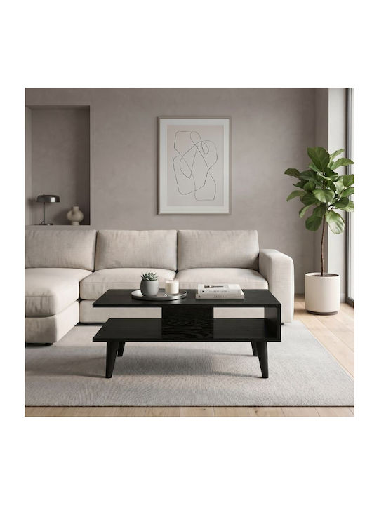 Rectangular Central Coffee Table Andros Wooden Sencron Black W90xD54xH39.6cm