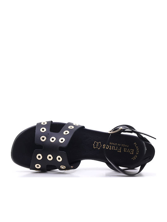 Leather Women's Flat Sandals Black