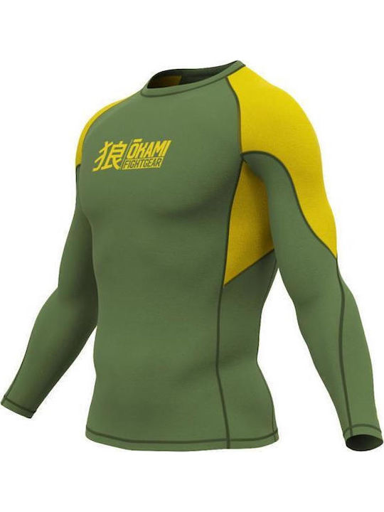 Okami Men's Long Sleeve Martial Arts Shirt ORS147 for Jiu-Jitsu MMA Kickboxing Green