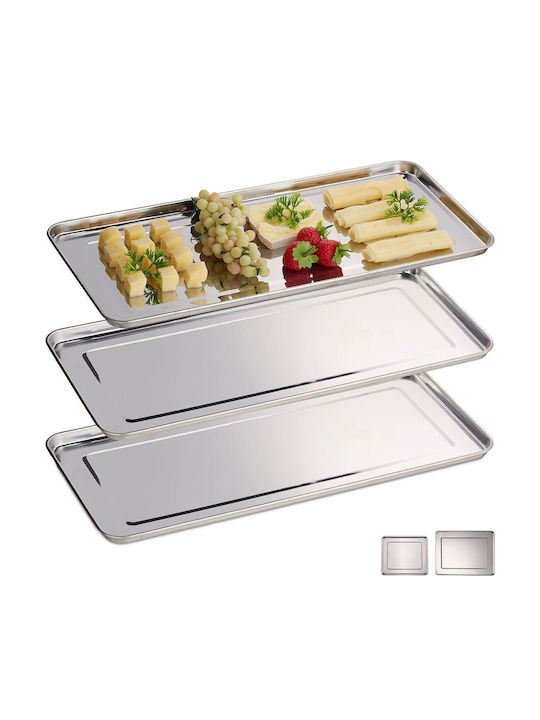 Relaxdays Tavă De Servire Din Inox 22cm 3 Bucăți
