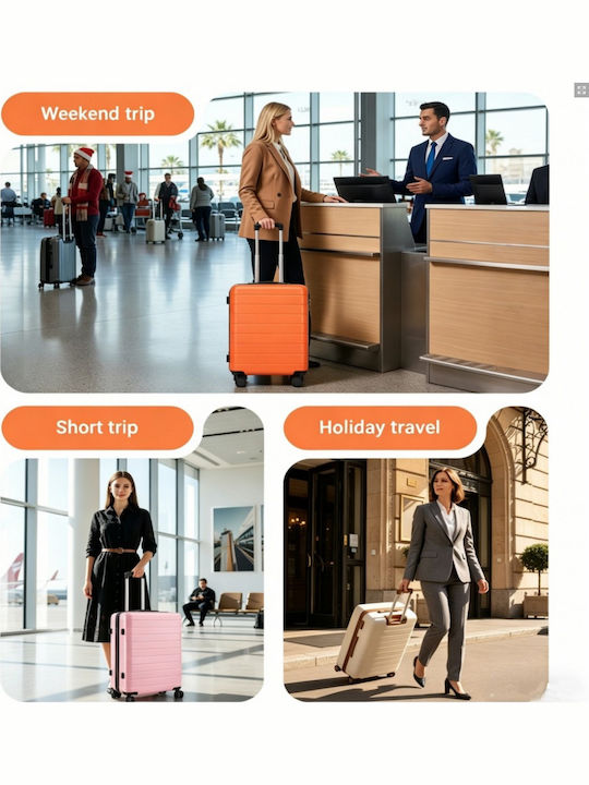 Miss Lulu Cabin Hard Travel Suitcase Pink Height 55cm