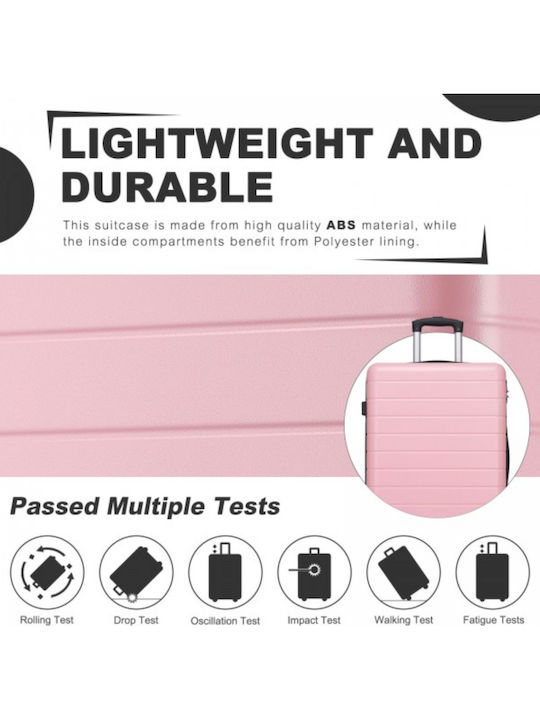 Miss Lulu Cabin Hard Travel Suitcase Pink Height 55cm
