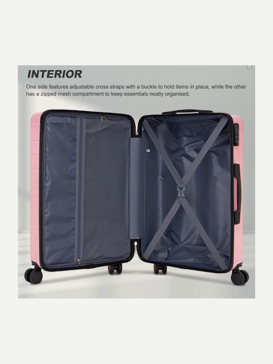 Miss Lulu Cabin Hard Travel Suitcase Pink Height 55cm