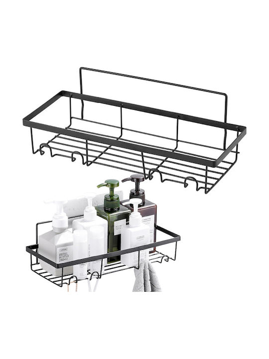 Verk Group Επιτοίχια Ραφιέρα Μπάνιου Μεταλλική 32x14x6cm Μαύρη