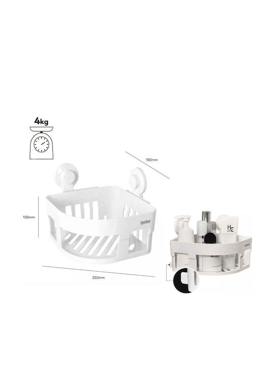 Bathlux Corner Wall Mounted Bathroom Shelf Plastic 25x19x10cm White