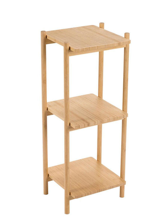 Andrea House Corner Wall Mounted Bathroom Shelf Bamboo 34x35x87cm Beige