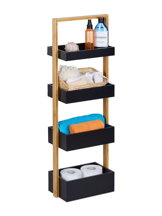 Relaxdays Rafturi de baie Raft Baie Bambus cu 4 Rafturi 88x30x18cm Maro