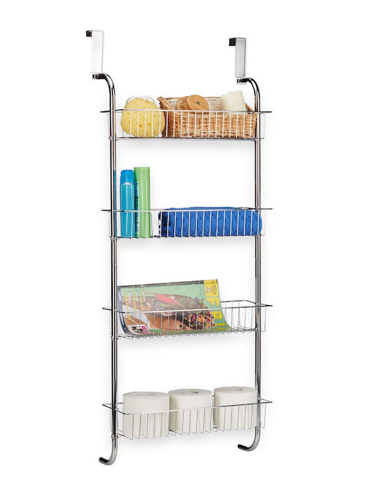 Relaxdays Montat pe perete Raft Baie Metal 112x45x23cm Argintie