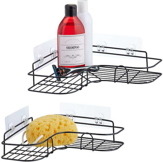 Relaxdays Ecke An der Wand montiert Badezimmerregal Metallisch