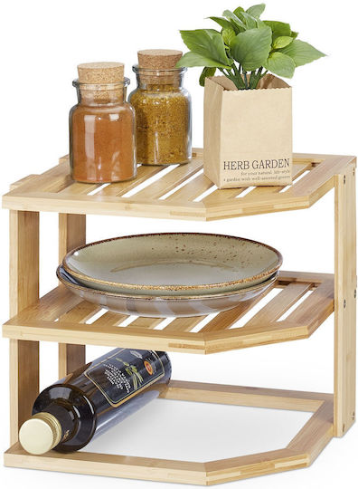 Relaxdays Γωνιακή Επιτοίχια Ραφιέρα Μπάνιου Bamboo 24x27x25.5cm Καφέ