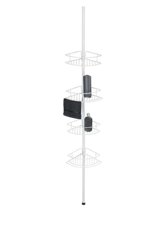 Wenko Corner Wall Mounted Bathroom Shelf Metallic White