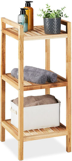 Relaxdays Boden Badezimmerregal Hölzernes 81x35x35cm Braun