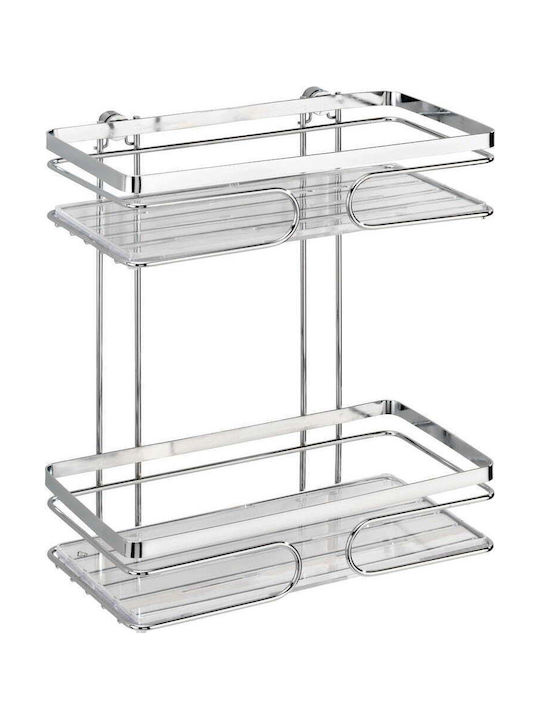 Wenko Premium Wall Mounted Bathroom Shelf Metallic 24x27x13.5cm Silver