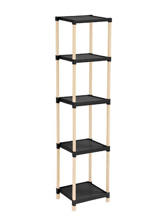 FixWood Floor Bathroom Shelf Plastic 28x25x137cm Black