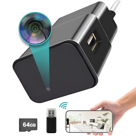 Cameră Spion Ascunsă În Încărcător Usb Wifi Card 64gb Full Hd 1080p Detectare Mișcare Aplicație Hdlivecam Vizualizare Live Înregistrare În Buclă Design Discret
