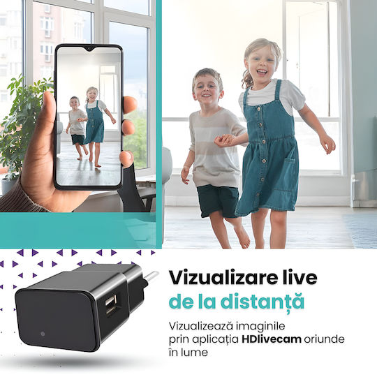 Cameră Spion Ascunsă În Încărcător Usb Wifi Full Hd 1080p Detectare Mișcare Aplicație Hdlivecam Vizualizare Live Înregistrare În Buclă Design Discret
