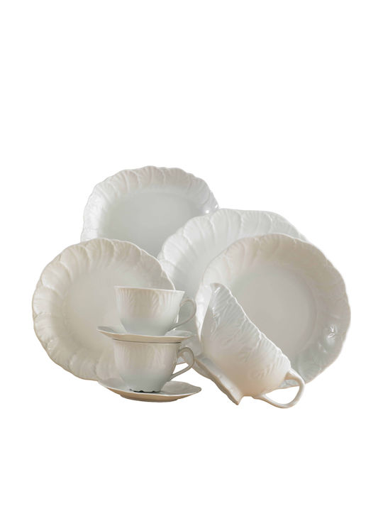 Cryspo Trio Jasmine White Porcelain Dinnerware Set 40pcs