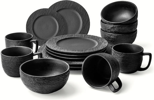 Miamio Oasis Collection Black Ceramic Dinnerware Set 16pcs Miamio Oasis Collection Black Ceramic Dinnerware Set 16pcs