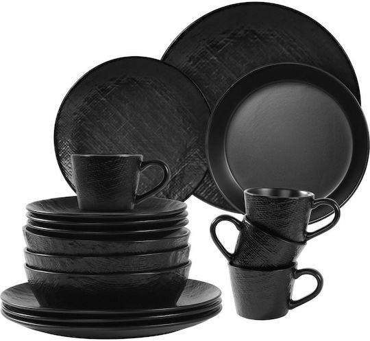 Navaris Negru Ceramică Set de Vase 16buc Navaris Negru Ceramică Set de Vase 16buc