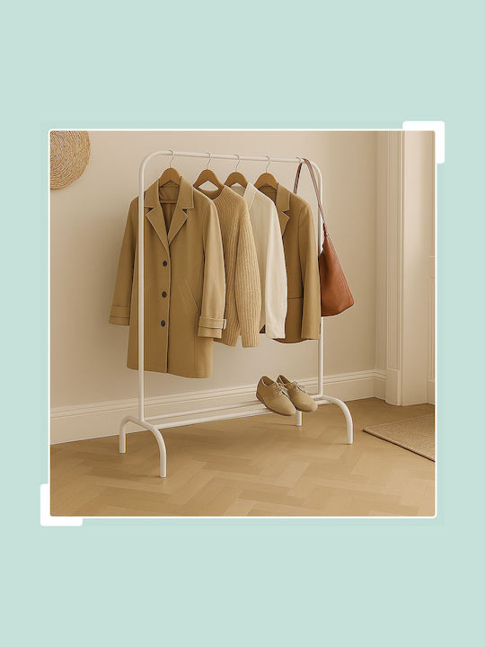 Relaxdays Floor Coat Rack Metal White 150x110cm