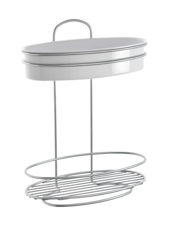 Metaltex Orbit Επιτοίχια Ραφιέρα Μπάνιου Μεταλλική με 2 Ράφια 26x11x35cm Ασημί